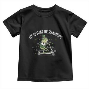 Funny Frog St Patricks Day Meme Toddler T Shirt Off To Start The Shenanigans TS14 Black Print Your Wear