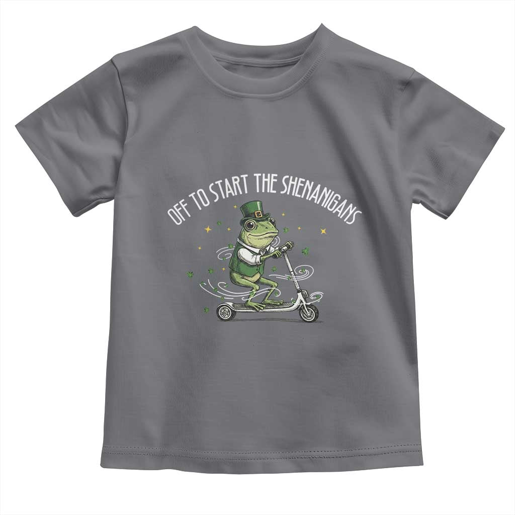 Funny Frog St Patricks Day Meme Toddler T Shirt Off To Start The Shenanigans TS14 Charcoal Print Your Wear