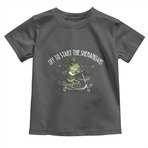 Funny Frog St Patricks Day Meme Toddler T Shirt Off To Start The Shenanigans TS14 Dark Heather Print Your Wear