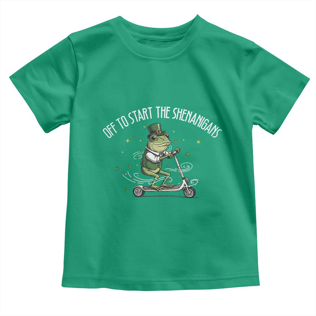 Funny Frog St Patricks Day Meme Toddler T Shirt Off To Start The Shenanigans TS14 Irish Green Print Your Wear