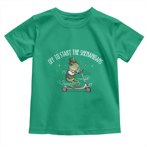 Funny Frog St Patricks Day Meme Toddler T Shirt Off To Start The Shenanigans TS14 Irish Green Print Your Wear