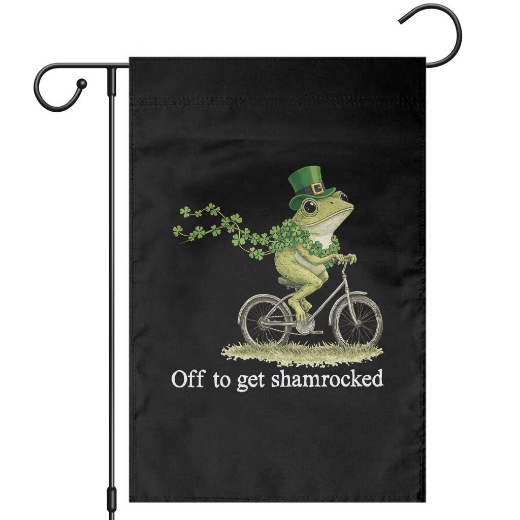 Funny Frog St Patricks Day Meme Garden Flag Off To Get Shamrocked TS14 Black Print Your Wear