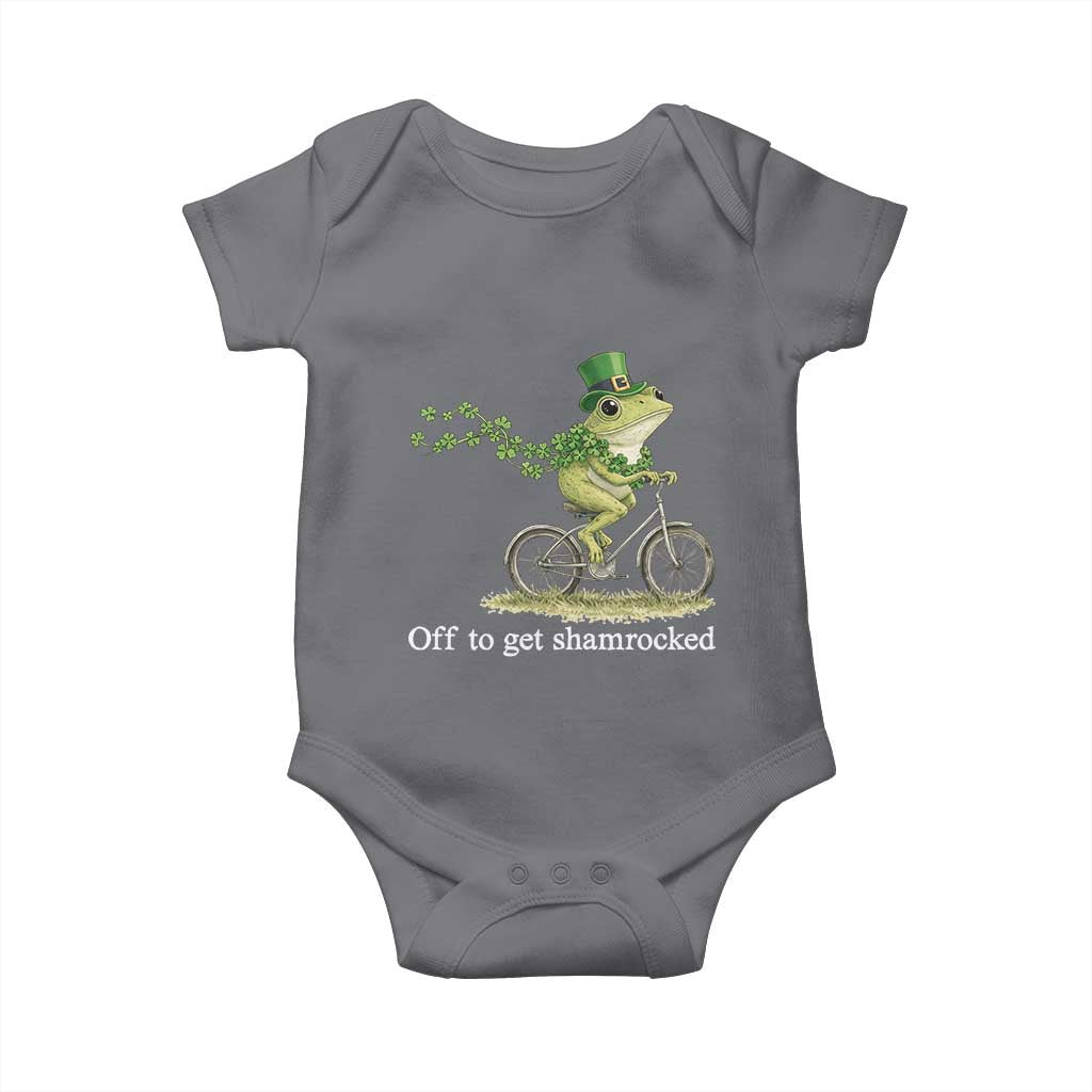 Funny Frog St Patricks Day Meme Baby Onesie Off To Get Shamrocked TS14 Charcoal Print Your Wear