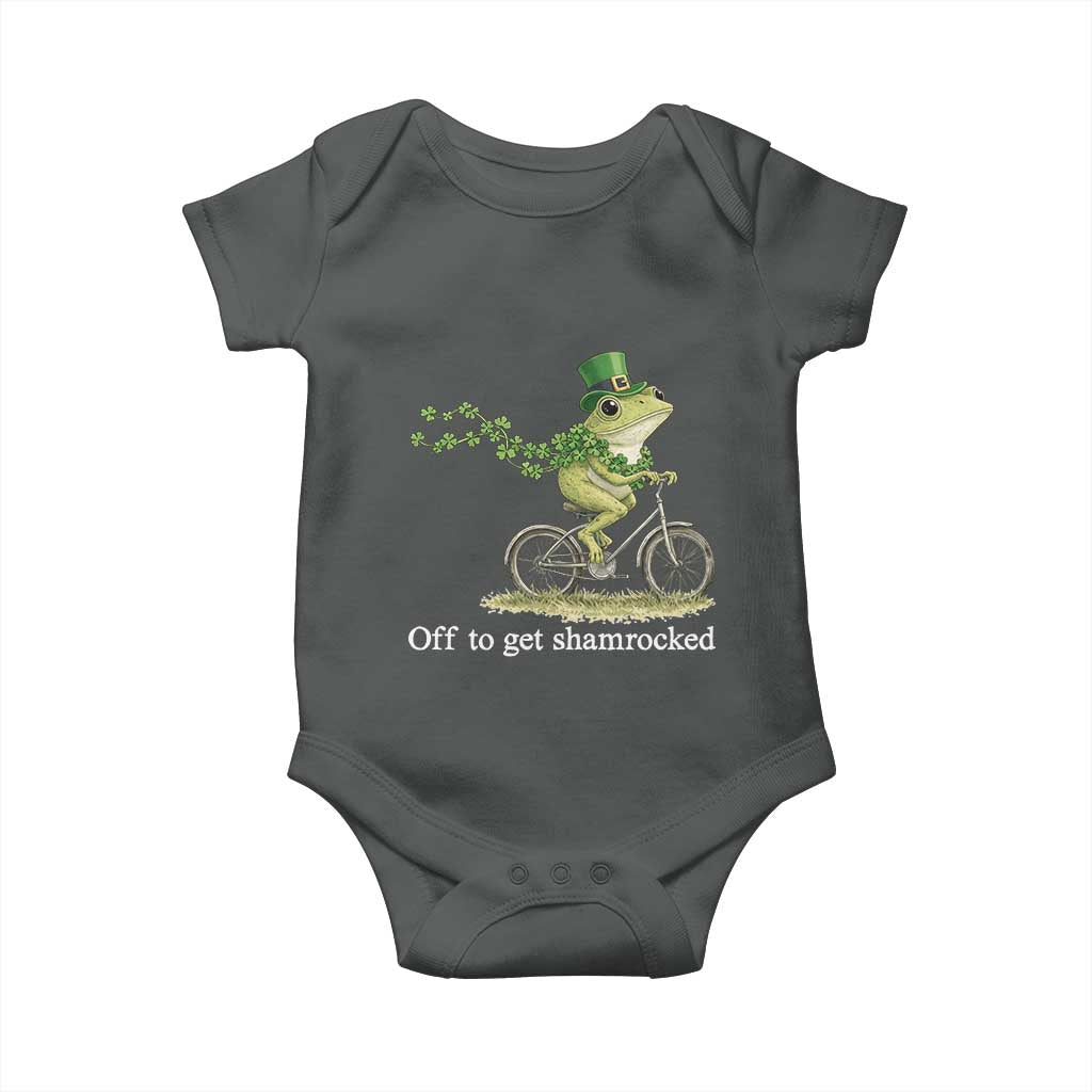 Funny Frog St Patricks Day Meme Baby Onesie Off To Get Shamrocked TS14 Dark Heather Print Your Wear