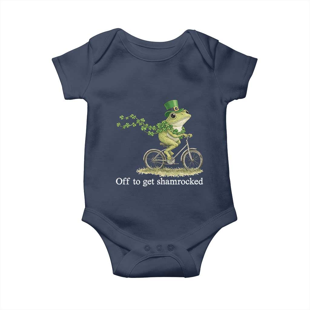 Funny Frog St Patricks Day Meme Baby Onesie Off To Get Shamrocked TS14 Navy Print Your Wear