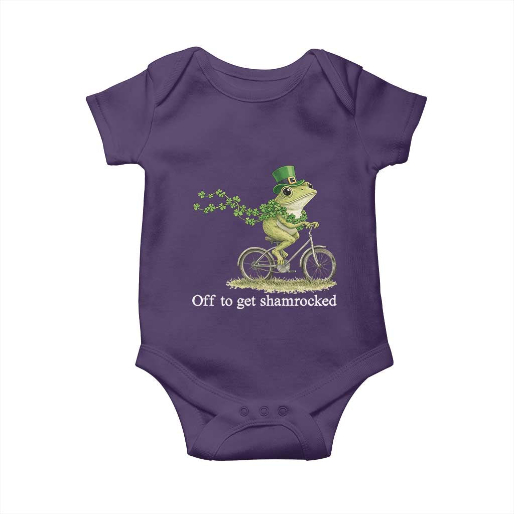 Funny Frog St Patricks Day Meme Baby Onesie Off To Get Shamrocked TS14 Purple Print Your Wear