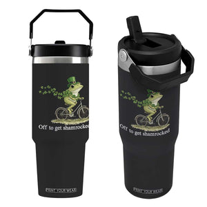 Funny Frog St Patricks Day Meme Flip Straw Tumbler Off To Get Shamrocked TS14 One Size: 30 oz Black Print Your Wear
