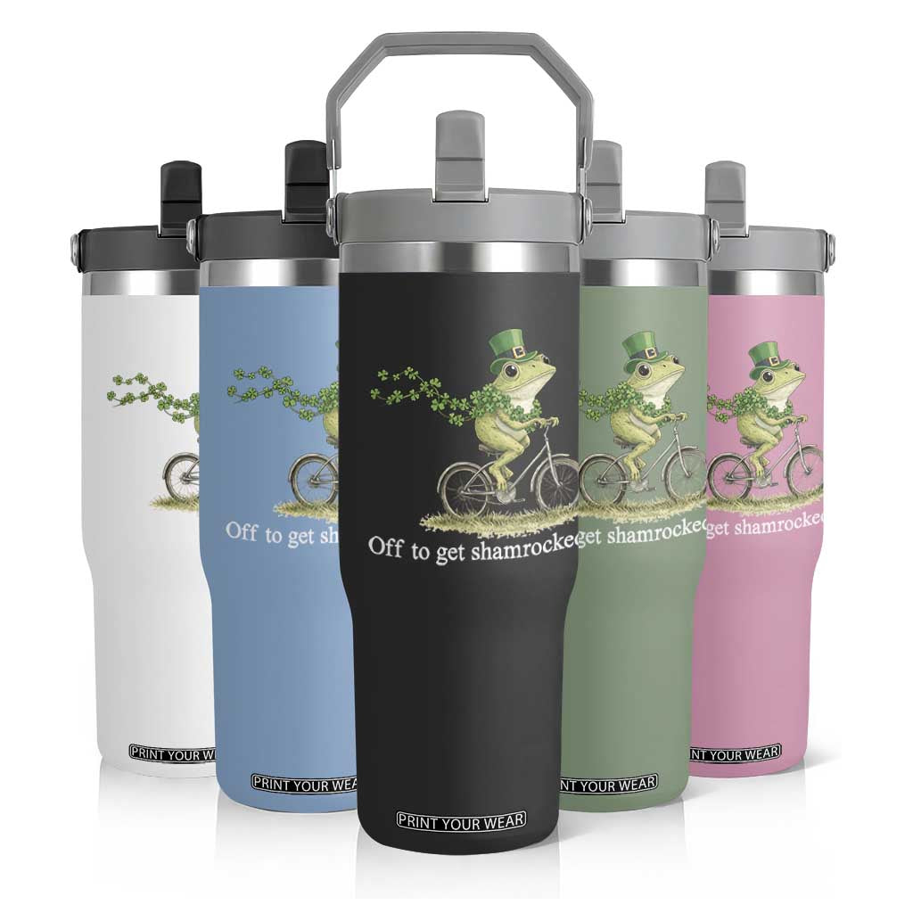 Funny Frog St Patricks Day Meme Flip Straw Tumbler Off To Get Shamrocked TS14 Print Your Wear