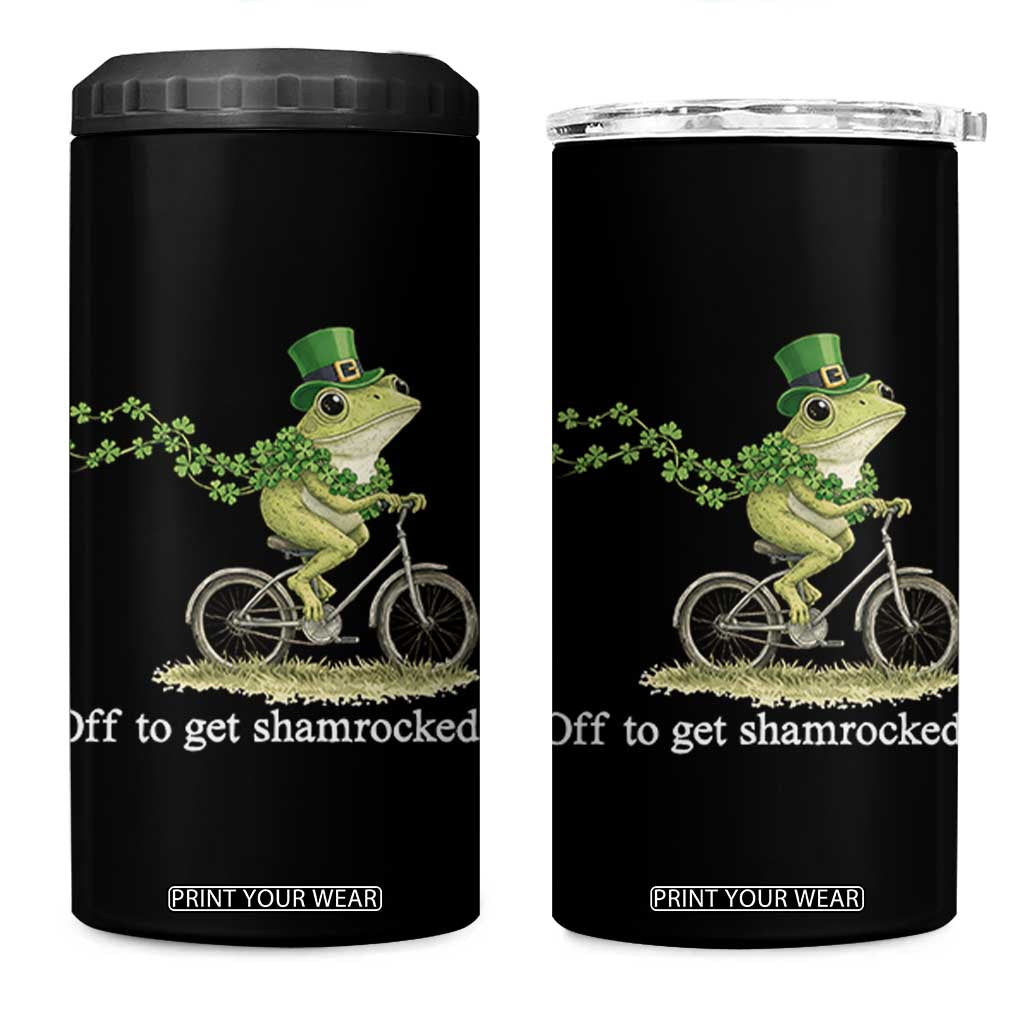 Funny Frog St Patricks Day Meme 4 in 1 Can Cooler Tumbler Off To Get Shamrocked TS14 One Size: 16 oz Black Print Your Wear