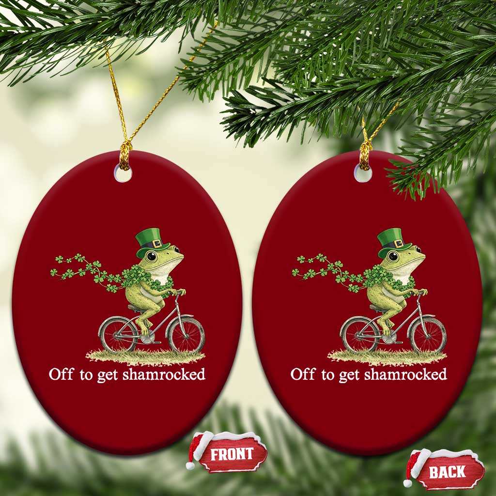 Funny Frog St Patricks Day Meme Ceramic Ornament Off To Get Shamrocked TS14 Print Your Wear