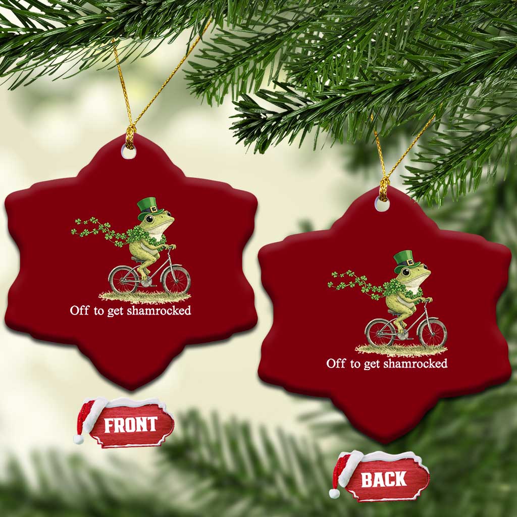 Funny Frog St Patricks Day Meme Ceramic Ornament Off To Get Shamrocked TS14 Print Your Wear