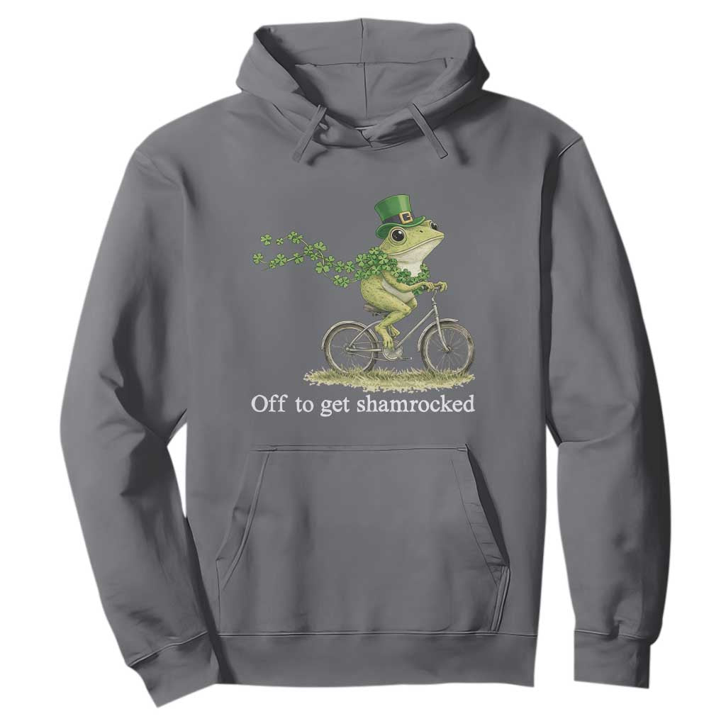 Funny Frog St Patricks Day Meme Hoodie Off To Get Shamrocked TS14 Charcoal Print Your Wear