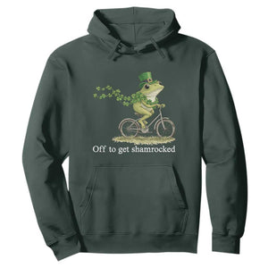 Funny Frog St Patricks Day Meme Hoodie Off To Get Shamrocked TS14 Dark Forest Green Print Your Wear