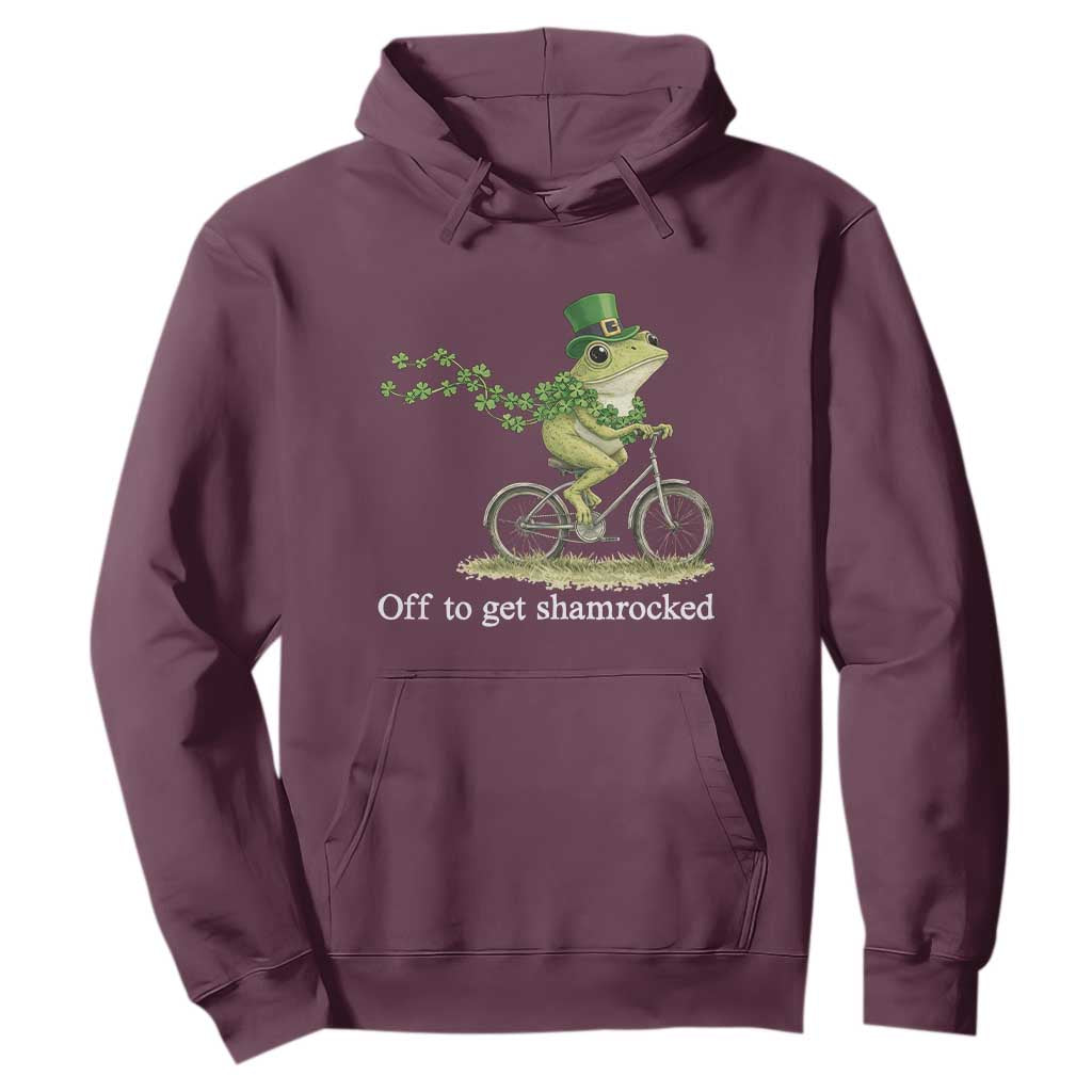 Funny Frog St Patricks Day Meme Hoodie Off To Get Shamrocked TS14 Maroon Print Your Wear