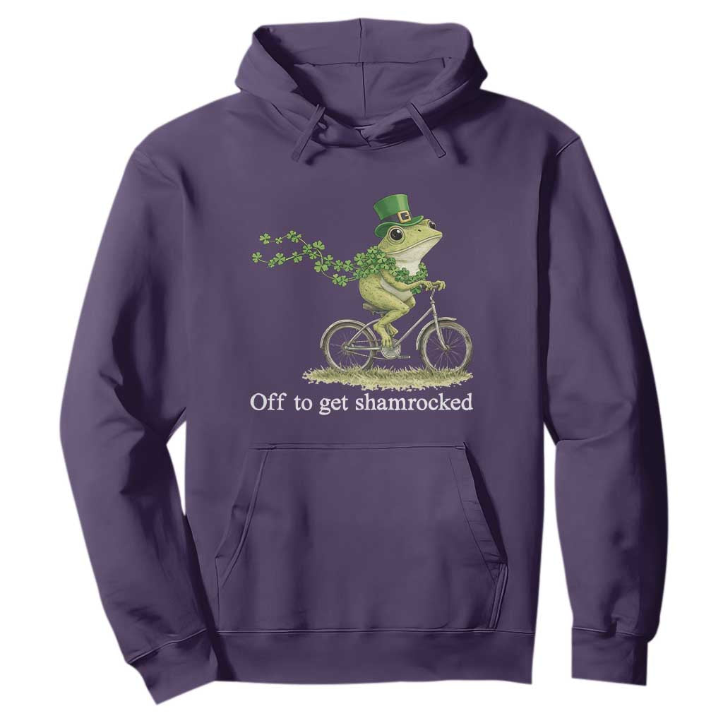 Funny Frog St Patricks Day Meme Hoodie Off To Get Shamrocked TS14 Purple Print Your Wear