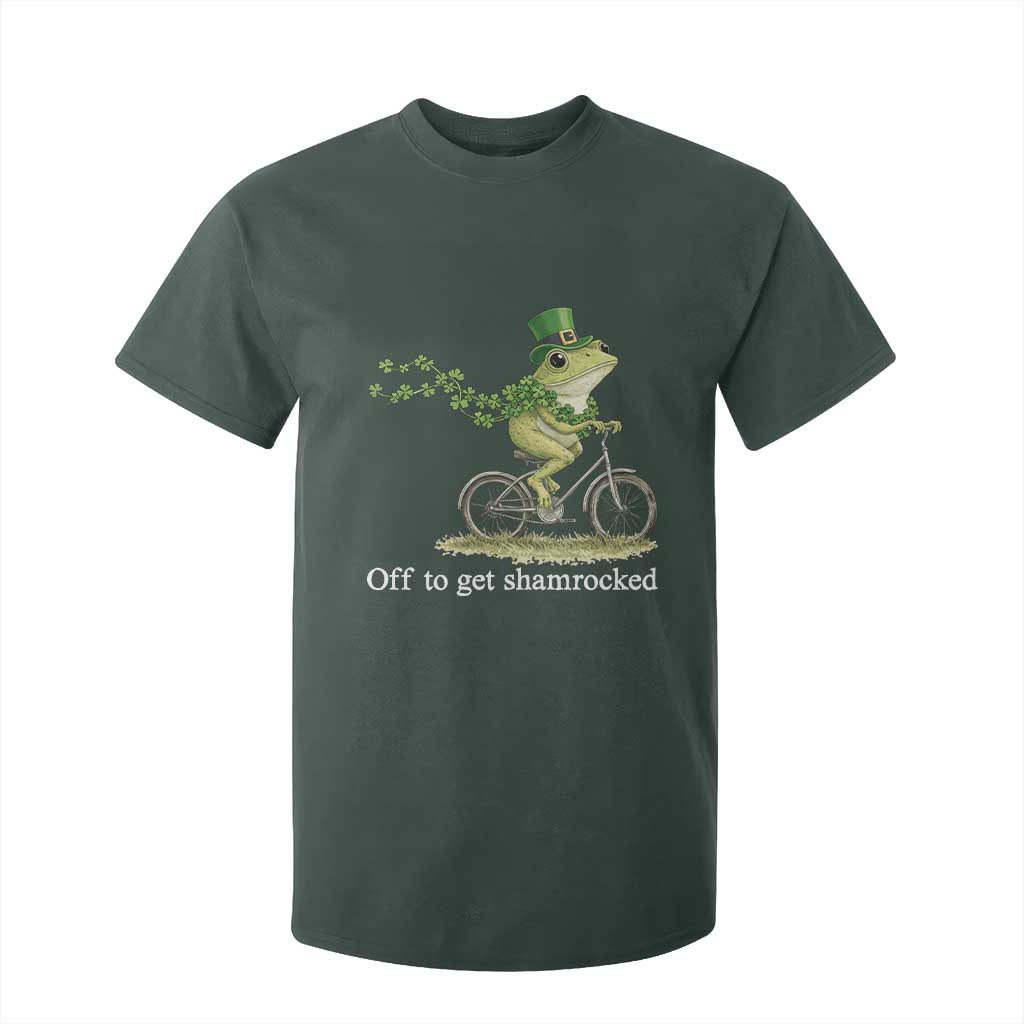 Funny Frog St Patricks Day Meme T Shirt For Kid Off To Get Shamrocked TS14 Dark Forest Green Print Your Wear