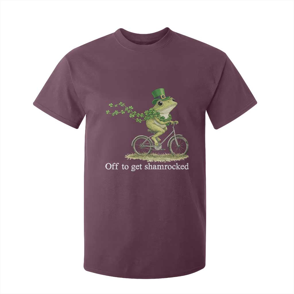 Funny Frog St Patricks Day Meme T Shirt For Kid Off To Get Shamrocked TS14 Maroon Print Your Wear