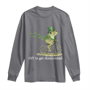 Funny Frog St Patricks Day Meme Long Sleeve Shirt Off To Get Shamrocked TS14 Charcoal Print Your Wear