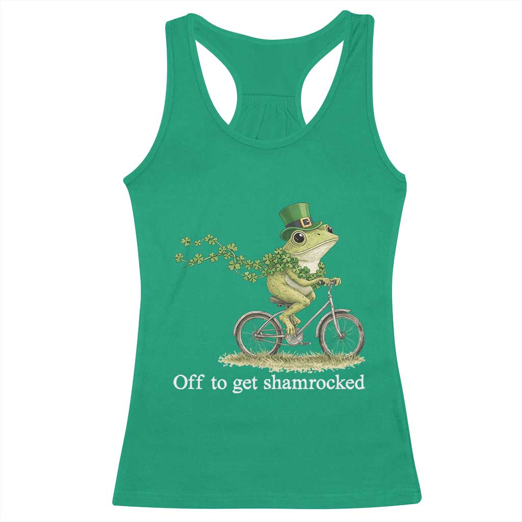 Funny Frog St Patricks Day Meme Racerback Tank Top Off To Get Shamrocked TS14 Irish Green Print Your Wear
