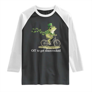 Funny Frog St Patricks Day Meme Raglan Shirt Off To Get Shamrocked TS14 Black White Print Your Wear
