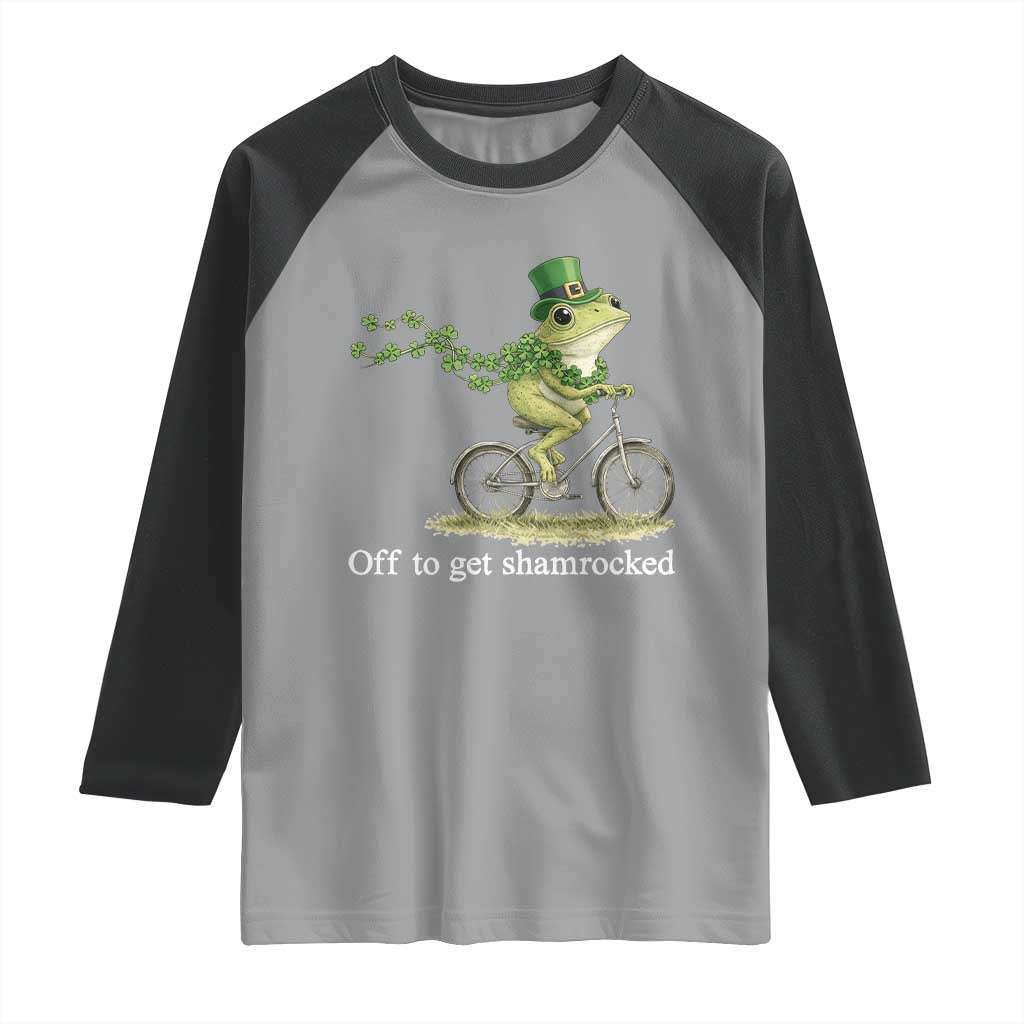 Funny Frog St Patricks Day Meme Raglan Shirt Off To Get Shamrocked TS14 Sport Gray Black Print Your Wear