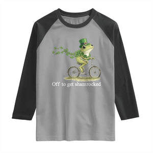 Funny Frog St Patricks Day Meme Raglan Shirt Off To Get Shamrocked TS14 Sport Gray Black Print Your Wear