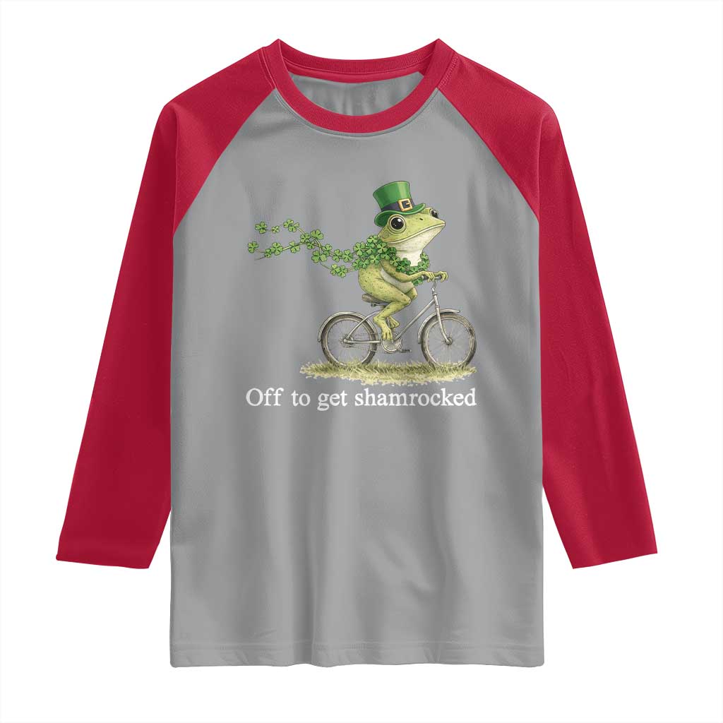Funny Frog St Patricks Day Meme Raglan Shirt Off To Get Shamrocked TS14 Sport Gray Red Print Your Wear