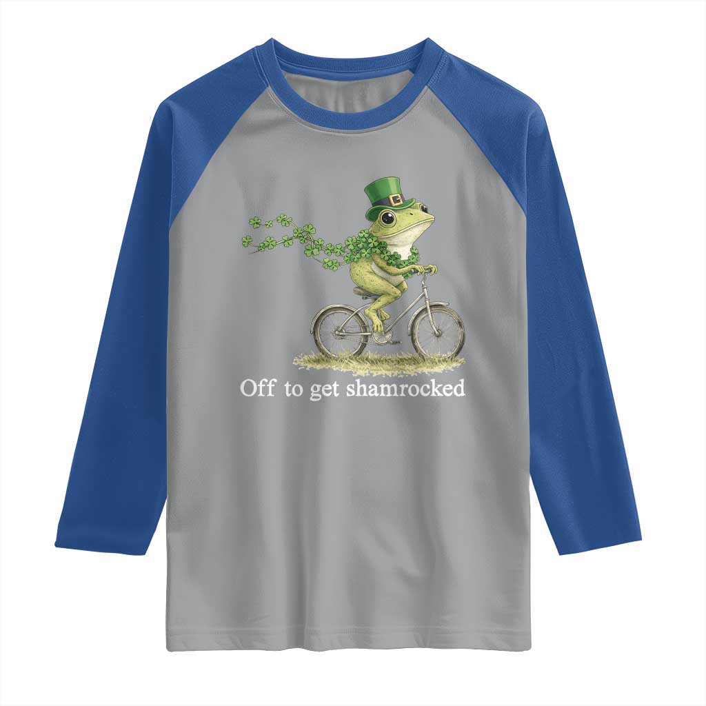 Funny Frog St Patricks Day Meme Raglan Shirt Off To Get Shamrocked TS14 Sport Gray Royal Print Your Wear