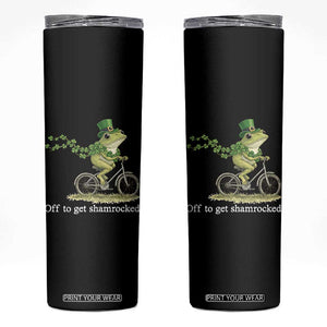 Funny Frog St Patricks Day Meme Skinny Tumbler Off To Get Shamrocked TS14 Black Print Your Wear