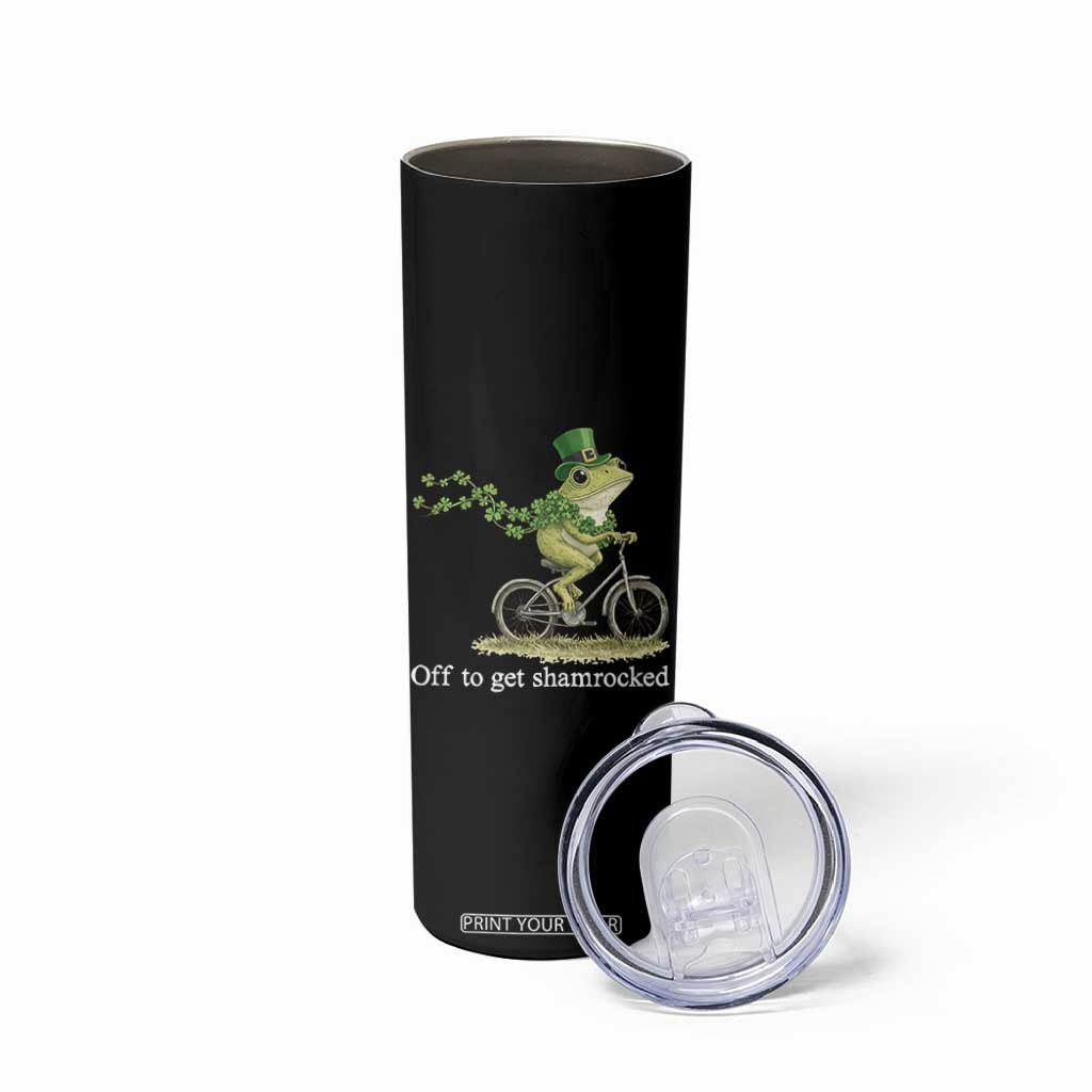 Funny Frog St Patricks Day Meme Skinny Tumbler Off To Get Shamrocked TS14 Print Your Wear