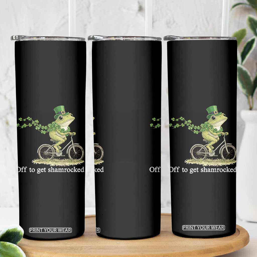 Funny Frog St Patricks Day Meme Skinny Tumbler Off To Get Shamrocked TS14 Print Your Wear