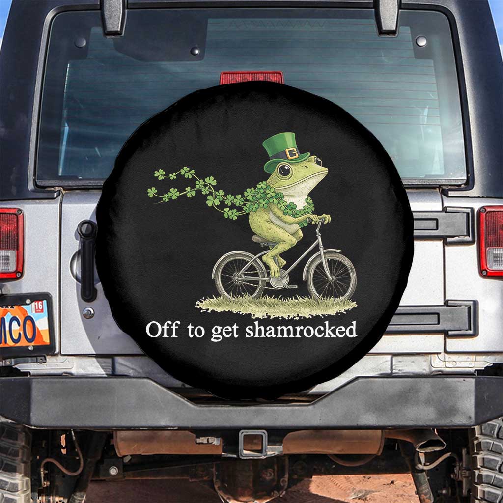 Funny Frog St Patricks Day Meme Spare Tire Cover Off To Get Shamrocked TS14 No hole Black Print Your Wear
