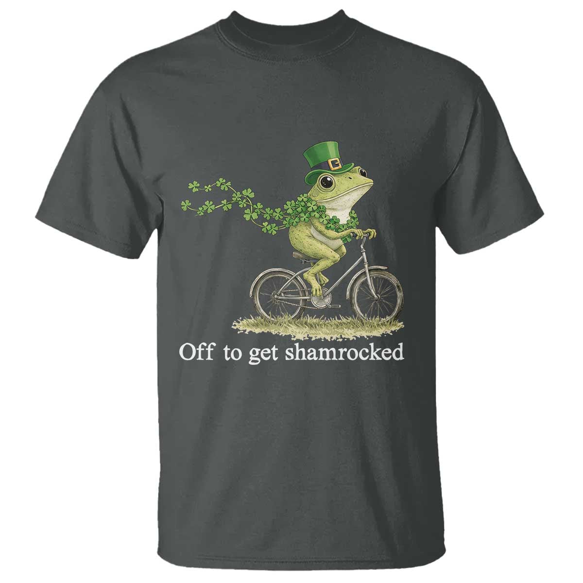 Funny Frog St Patricks Day Meme T Shirt Off To Get Shamrocked TS14 Dark Heather Print Your Wear