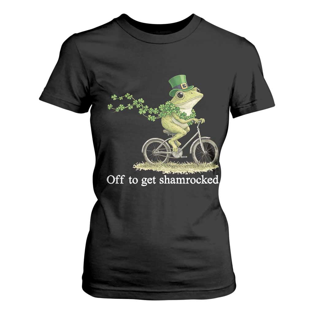 Funny Frog St Patricks Day Meme T Shirt For Women Off To Get Shamrocked TS14 Black Print Your Wear