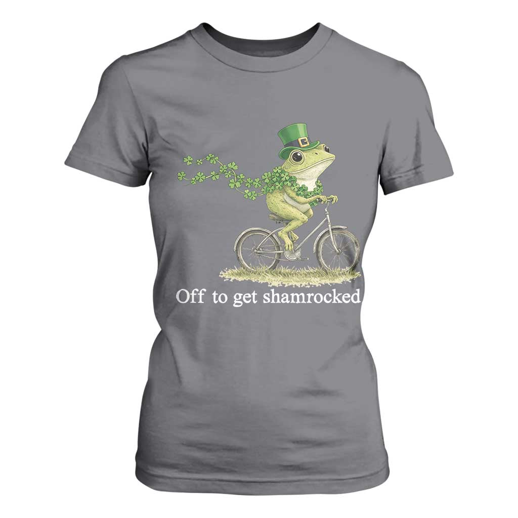 Funny Frog St Patricks Day Meme T Shirt For Women Off To Get Shamrocked TS14 Charcoal Print Your Wear