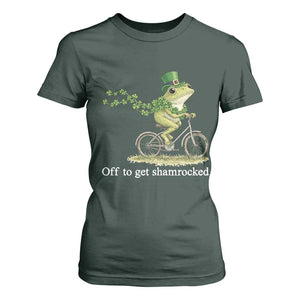 Funny Frog St Patricks Day Meme T Shirt For Women Off To Get Shamrocked TS14 Dark Forest Green Print Your Wear