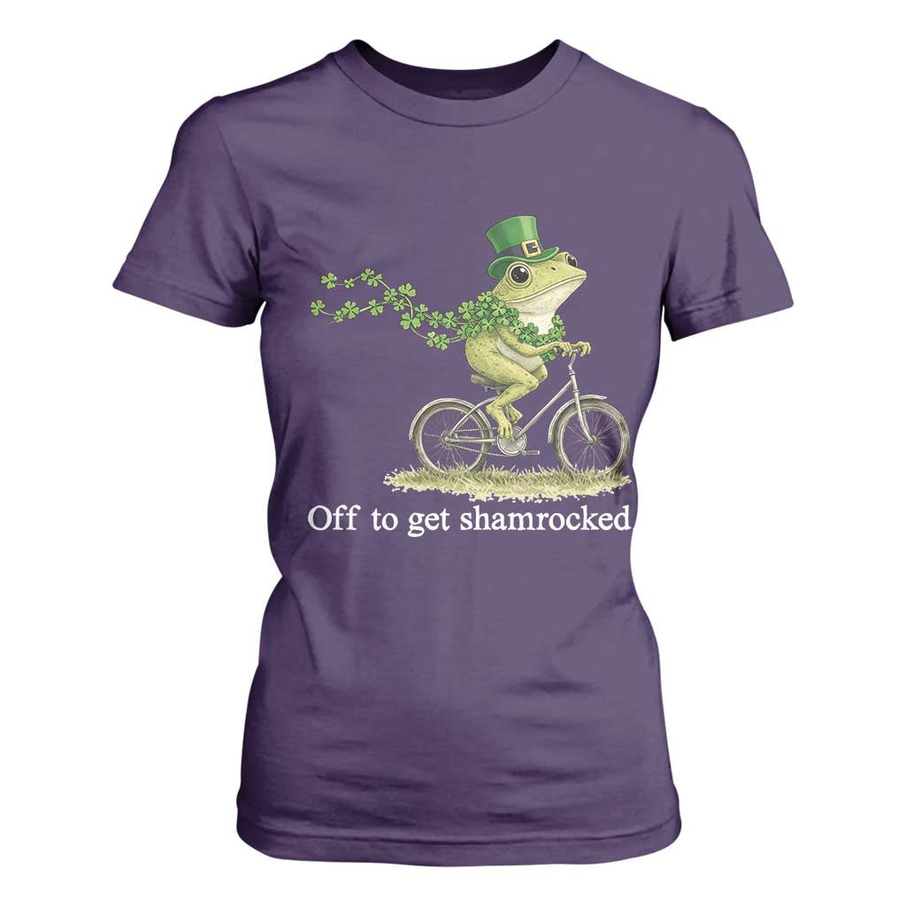 Funny Frog St Patricks Day Meme T Shirt For Women Off To Get Shamrocked TS14 Purple Print Your Wear