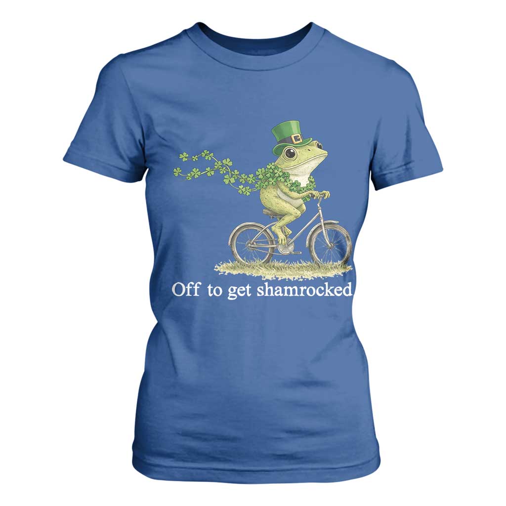 Funny Frog St Patricks Day Meme T Shirt For Women Off To Get Shamrocked TS14 Royal Blue Print Your Wear