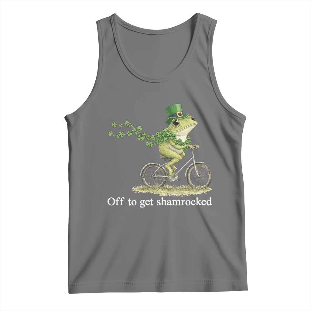 Funny Frog St Patricks Day Meme Tank Top Off To Get Shamrocked TS14 Black Heather Print Your Wear