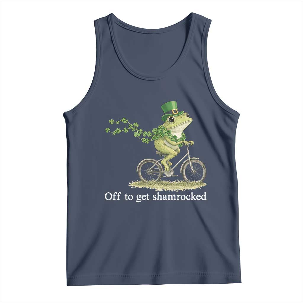 Funny Frog St Patricks Day Meme Tank Top Off To Get Shamrocked TS14 Navy Print Your Wear