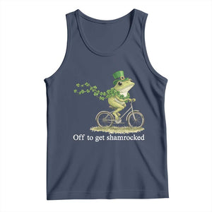 Funny Frog St Patricks Day Meme Tank Top Off To Get Shamrocked TS14 Navy Print Your Wear