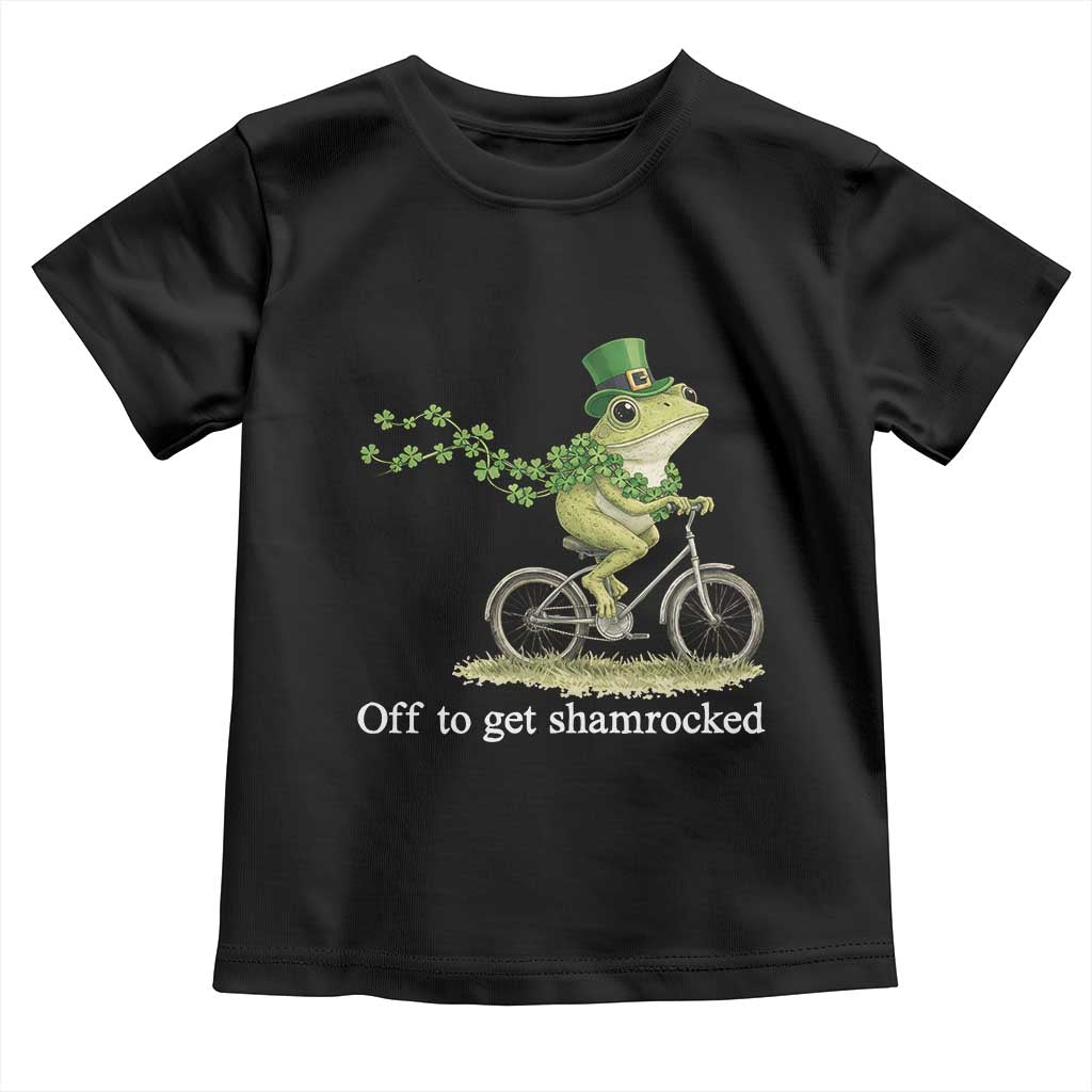 Funny Frog St Patricks Day Meme Toddler T Shirt Off To Get Shamrocked TS14 Black Print Your Wear