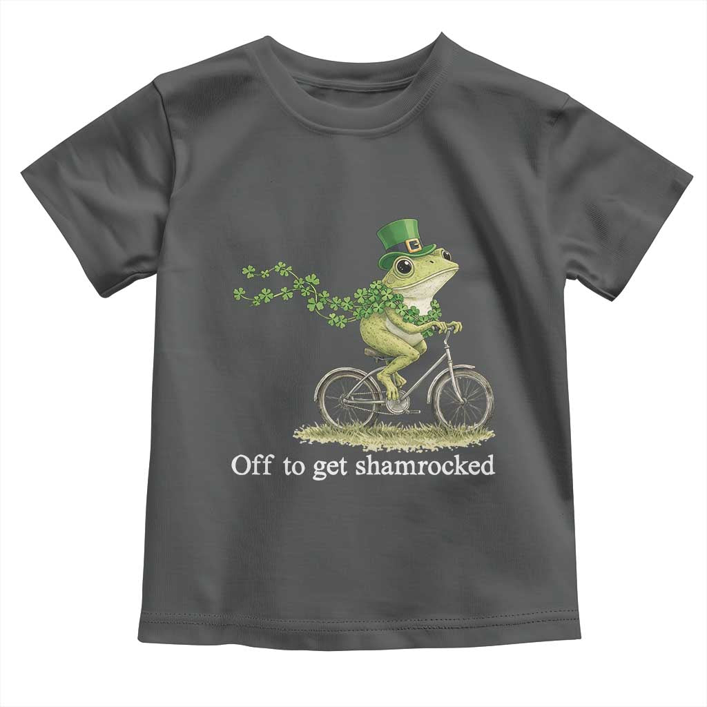 Funny Frog St Patricks Day Meme Toddler T Shirt Off To Get Shamrocked TS14 Dark Heather Print Your Wear