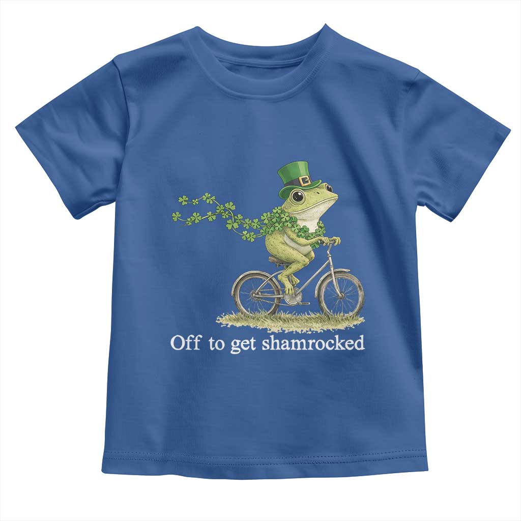 Funny Frog St Patricks Day Meme Toddler T Shirt Off To Get Shamrocked TS14 Royal Blue Print Your Wear