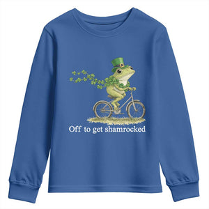 Funny Frog St Patricks Day Meme Youth Sweatshirt Off To Get Shamrocked TS14 Royal Blue Print Your Wear