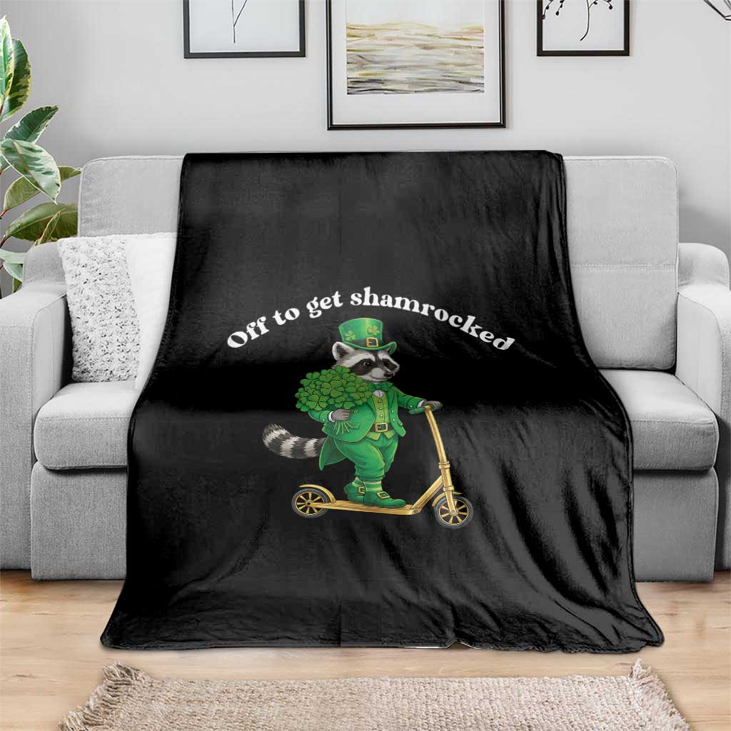Funny Raccoon St Patricks Day Meme Throw Blanket Off To Get Shamrocked TS14 Print Your Wear
