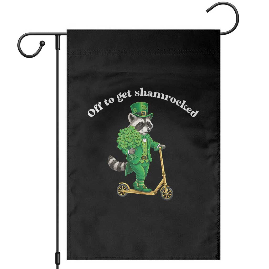 Funny Raccoon St Patricks Day Meme Garden Flag Off To Get Shamrocked TS14 Black Print Your Wear