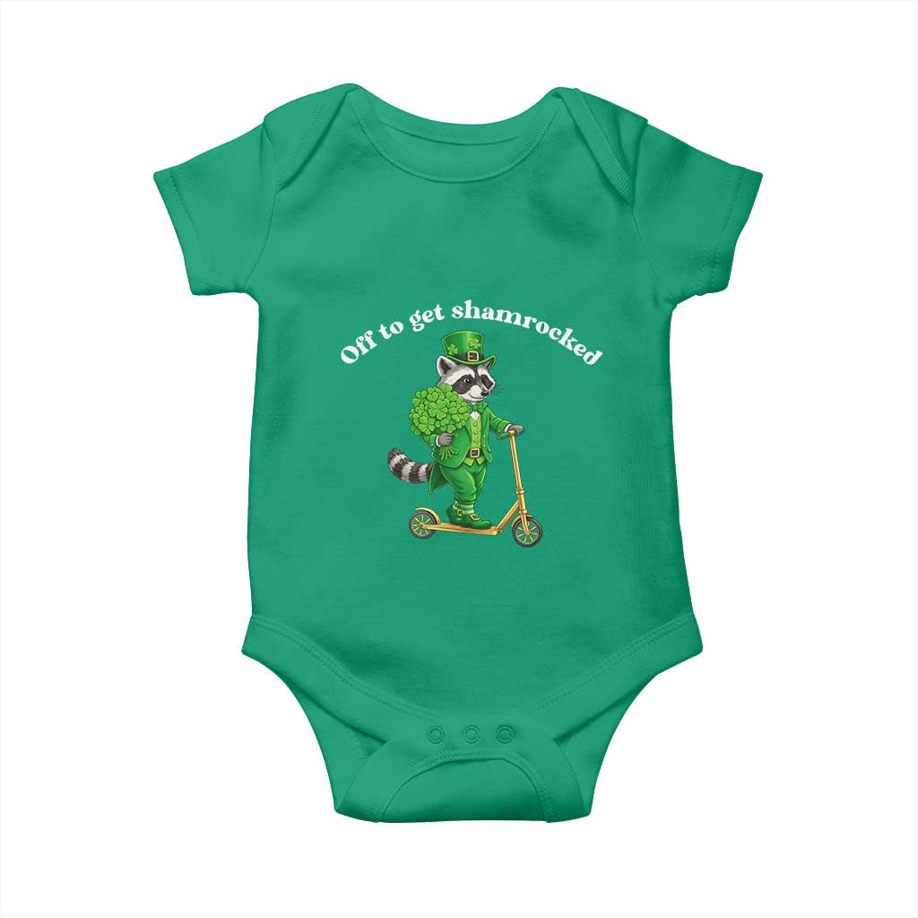 Funny Raccoon St Patricks Day Meme Baby Onesie Off To Get Shamrocked TS14 Irish Green Print Your Wear