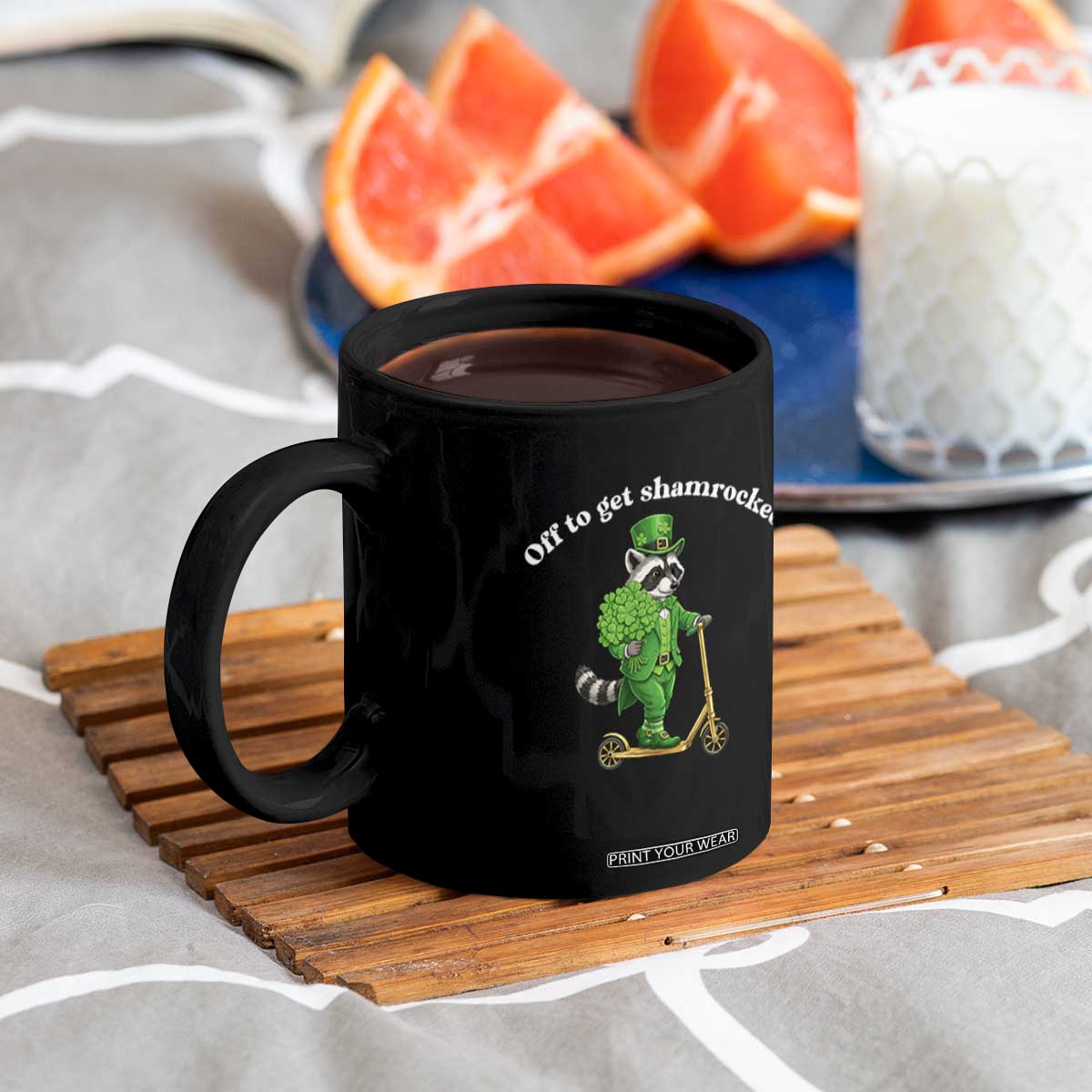 Funny Raccoon St Patricks Day Meme Coffee Mug Off To Get Shamrocked TS14 Print Your Wear
