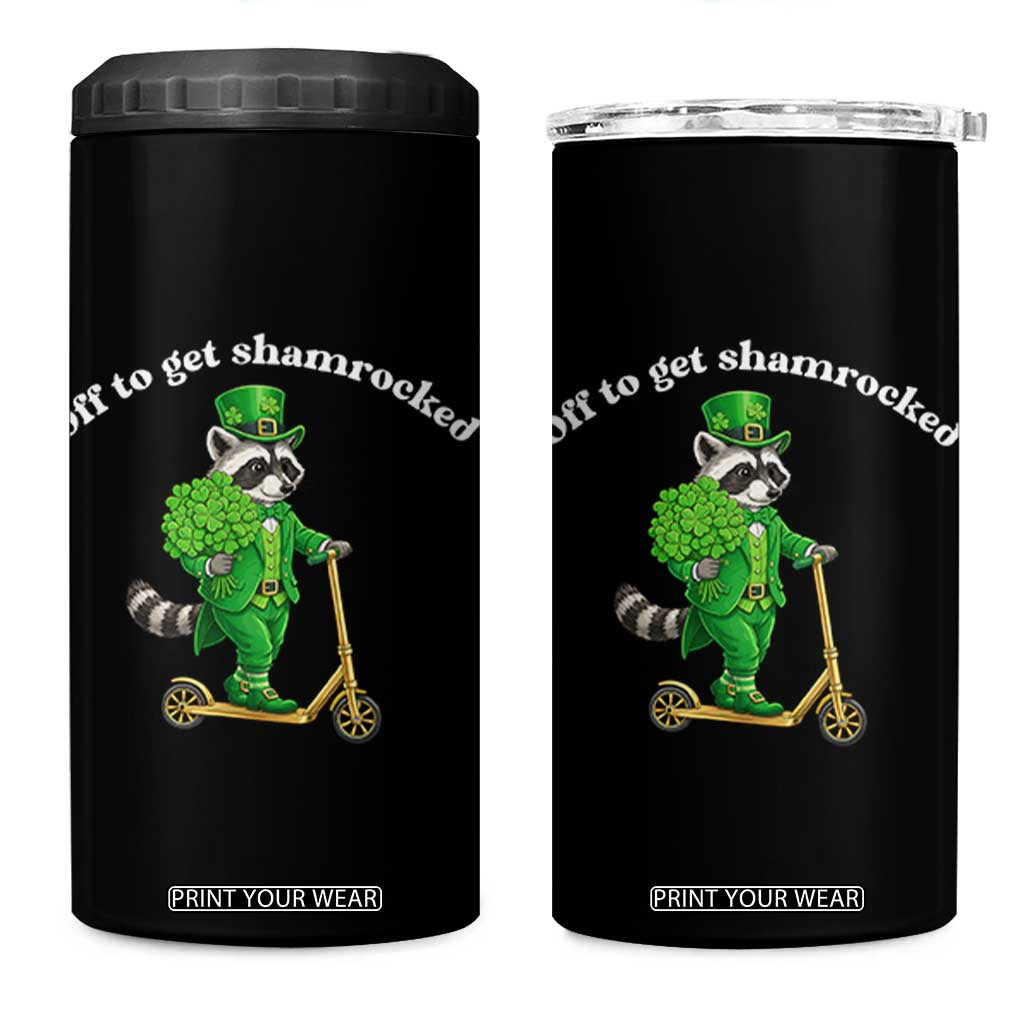 Funny Raccoon St Patricks Day Meme 4 in 1 Can Cooler Tumbler Off To Get Shamrocked TS14 One Size: 16 oz Black Print Your Wear
